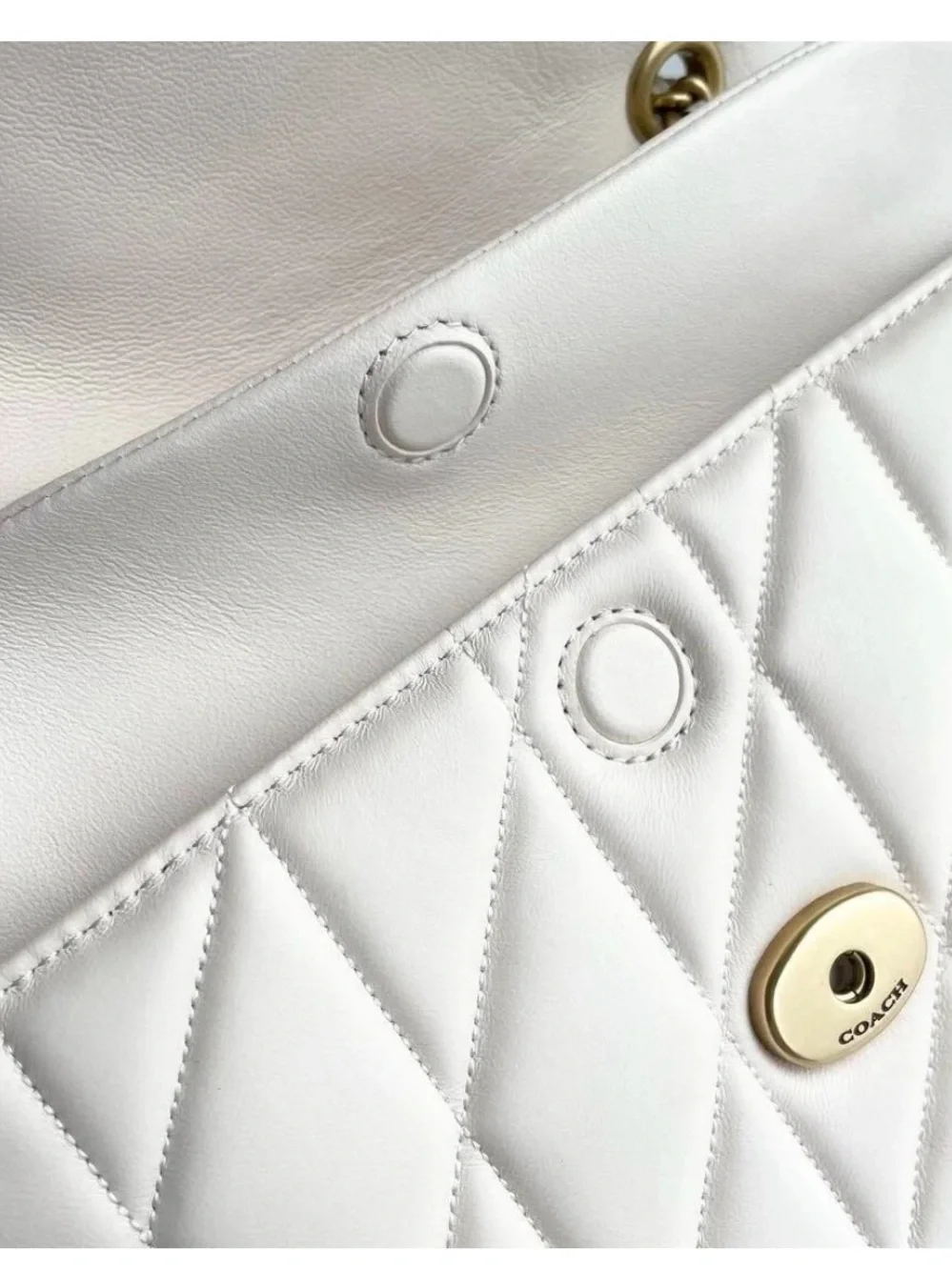 Coach Tabby 26 Quilted Shoulder Bag in Chalk with Brass Hardware